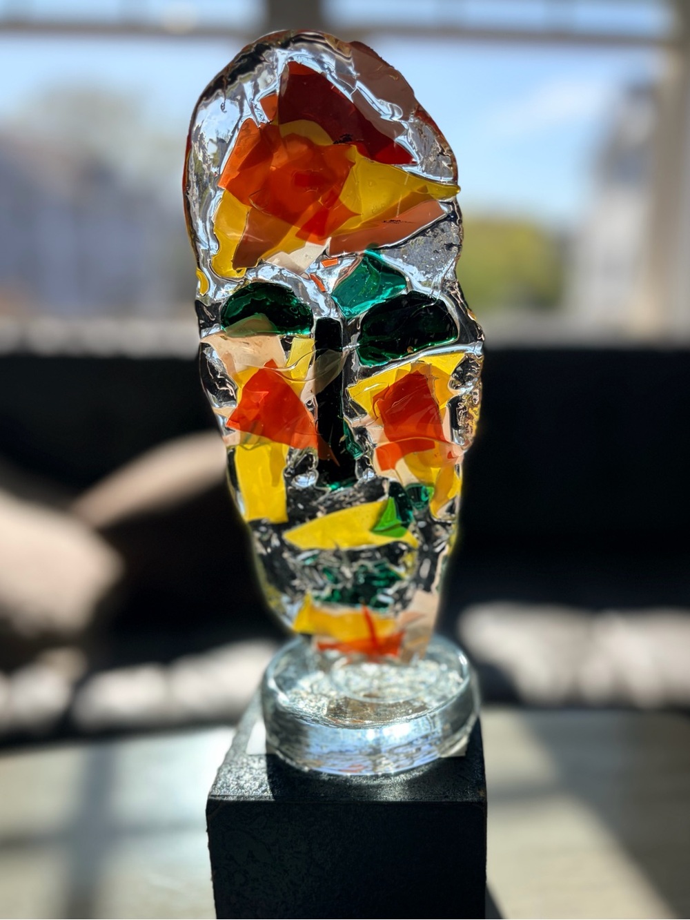 Modern abstract glass face sculpture